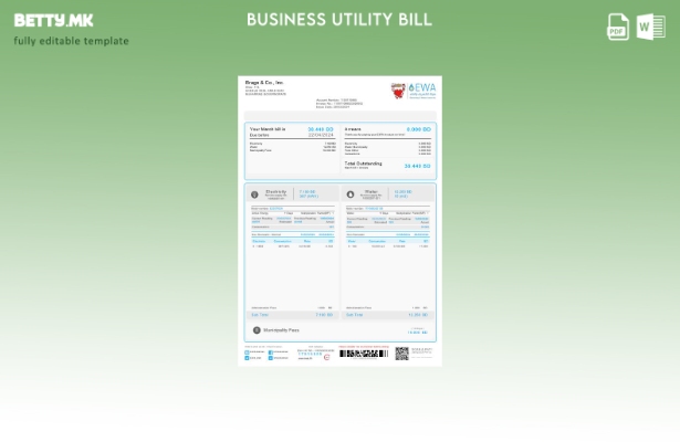 Модерен стил на Бахреин EWA за деловни сметки за комунални услуги